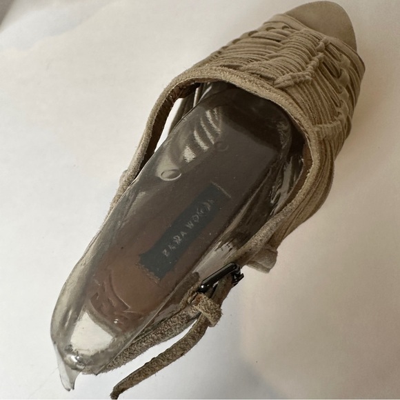 ZARA STRAPPY SANDALS NUDE BEIGE CAGE HEELS - Picture 7 of 11